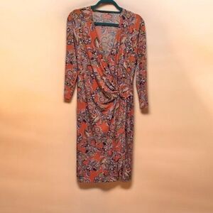 Vibrant Ann Klein Paisley Wrap Dress Size 14 Stretchy Material Vinted